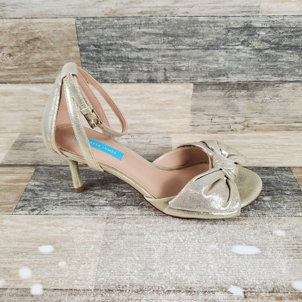 Draper‎ James Sandals Womens Sz 8 Metallic Gold Open Toe Ankle Strap Heels